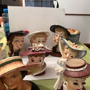 Elegant Lady Head Ceramic Vases - Multicolor Set